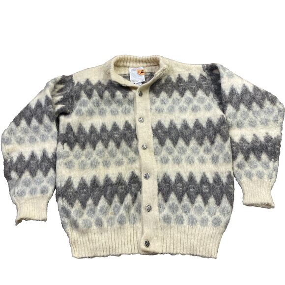 Vintage Lord Jeff Icelandic Baggy Shag Wool Cardigan Sweater